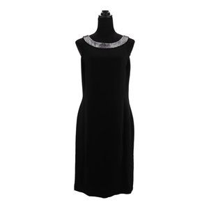Lauren Ralph Lauren Women's Manor Born Embellished Neck Sheath Dress Black Size